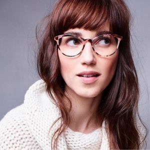 Warby Parker Louise M - Blue Light Glasses - No Prescription - Blush Tortoise